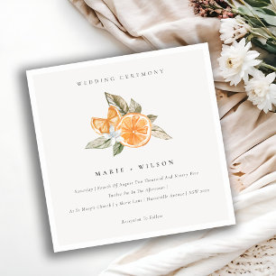 Invitation Minimal Chic Orange Boho Botanical Wedd