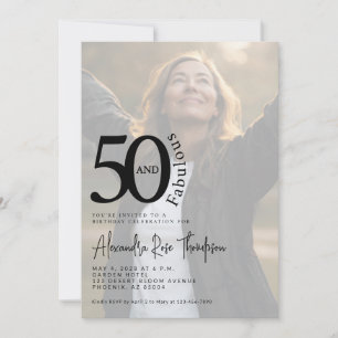 Invitation Minimal Cinquante ans et Fantastique Photo 50e Ann
