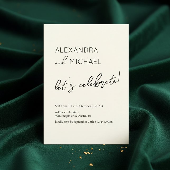 Invitation Minimal Cream Elegant Engagement Typography (A refined minimalist engagement invitation design featuring elegant typography)