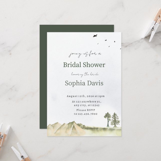 Invitation Minimal Desert Bridal Shower Invite Editable (Devant/Arrière en situation)