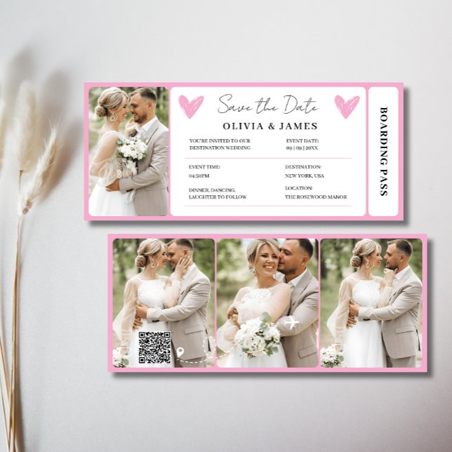 Invitation Minimal Destination Wedding Boarding Pass Invite (Minimal Destination Wedding Boarding Pass Invite)