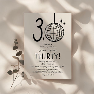 Invitation Minimal Doodle 30e Anniversaire Boule Disco