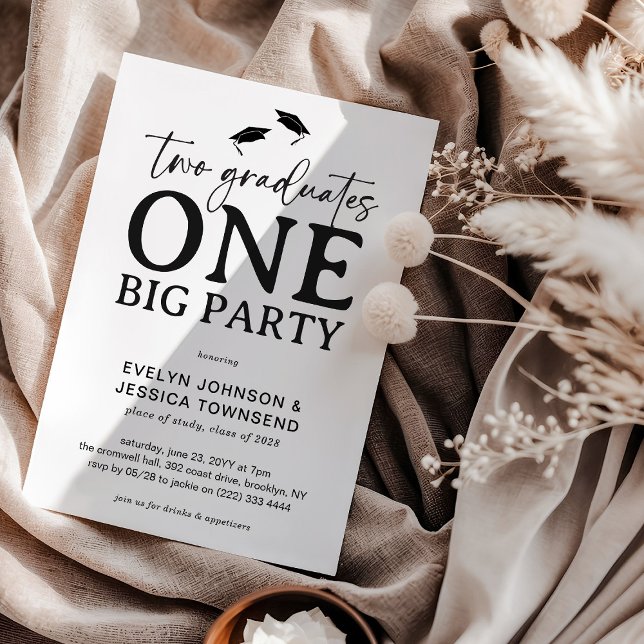 Invitation Minimal Double Graduation Party  (Créateur téléchargé)
