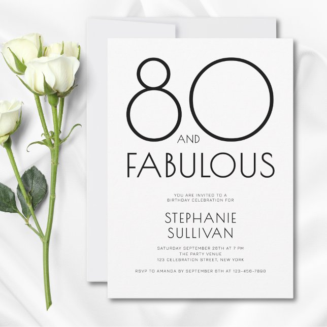 Invitation Minimal Eighty et merveilleux 80e anniversaire (Créateur téléchargé)
