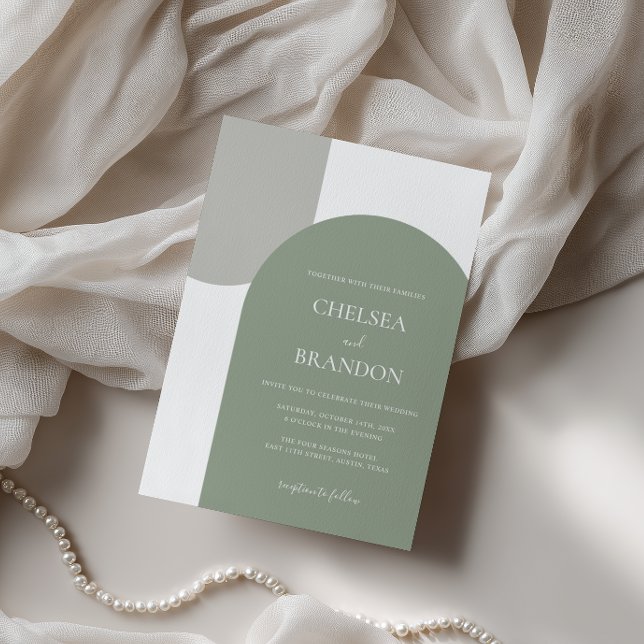 Invitation Minimal Elegant Bohemian Arch Sage Green Wedding (Créateur téléchargé)