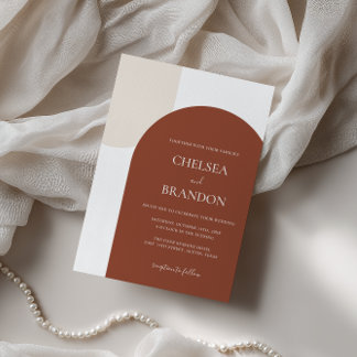 Invitation Minimal Elegant Bohemian Terracotta Arch Wedding
