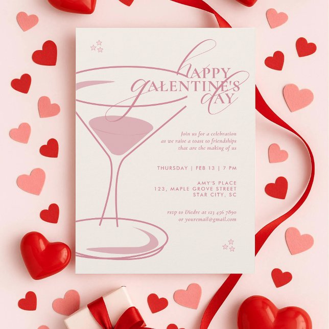 Invitation Minimal Elegant Chic Typography Galentines Day (Créateur téléchargé)