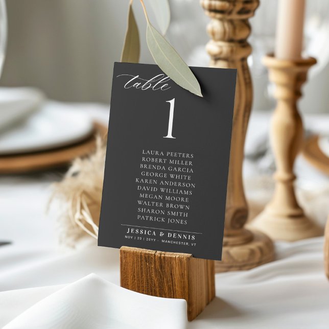 Invitation Minimal Elegant Script Wedding Table Seating Card (Créateur téléchargé)