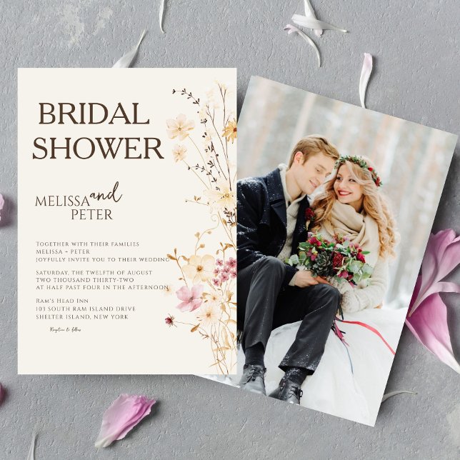 Invitation Minimal et chic | Fête des mariées Fleur sauvage B (Créateur téléchargé)