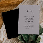Invitation Minimal et chic | Gris doux et Mariage noir<br><div class="desc">Ces invitations de mariage élégantes et modernes présentent un design de texte gris clair et noir qui dégage un style minimaliste. Ajoutez vos initiales ou votre monogramme pour les rendre complètement vôtres. L'arrière de l'invitation est noir.</div>