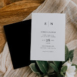 Invitation Minimal et chic | Mariage inverse noir<br><div class="desc">Ces invitations de mariage élégantes et modernes présentent un design de texte simple en noir et blanc qui dégage un style minimaliste. Ajoutez vos initiales ou votre monogramme pour les rendre complètement vôtres. L'arrière de l'invitation est noir.</div>