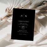 Invitation Minimal et chic | Mariage noir<br><div class="desc">Ces invitations de mariage élégantes et modernes présentent un design de texte simple en noir et blanc qui dégage un style minimaliste. Ajoutez vos initiales ou votre monogramme pour les rendre complètement vôtres. L'arrière - plan de l'invitation est noir.</div>