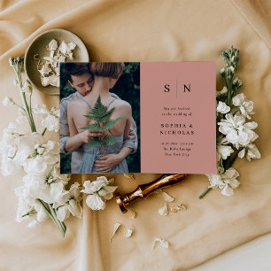 Invitation Minimal et chic Terracotta et Mariage noir