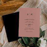 Invitation Minimal et chic | Terracotta et Mariage noir<br><div class="desc">Ces invitations de mariage élégantes et modernes présentent un design simple en terre cuite et en texte noir qui dégage un style minimaliste. Ajoutez vos initiales ou votre monogramme pour les rendre complètement vôtres. L'arrière de l'invitation est noir.</div>