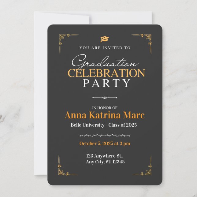 Invitation Minimal et moderne "Grad in Style (Devant)