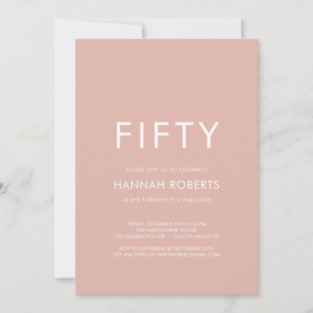 Invitation Minimal Fifty et Fabuleux 50e Anniversaire (Devant)