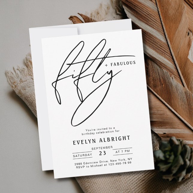 Invitation Minimal Fifty et Fabulous Fête d'anniversaire 50 a (Créateur téléchargé)