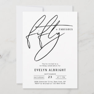 Invitation Minimal Fifty et Fabulous Fête d'anniversaire 50 a