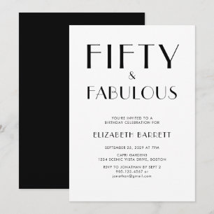 Invitation Minimal Fifty et Merveilleux 50e Anniversaire