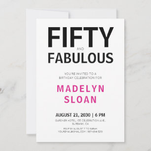 Invitation Minimal Fifty et Merveilleux 50e Anniversaire