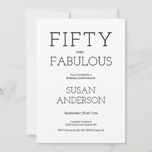 Invitation Minimal Fifty et Merveilleux 50e Anniversaire