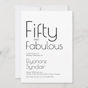 Invitation Minimal Fifty et Merveilleux 50e Anniversaire