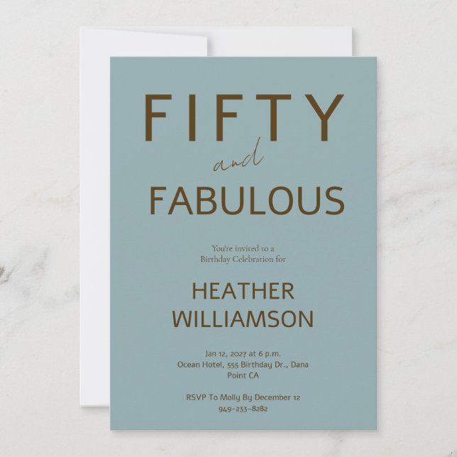 Invitation Minimal Fifty et Merveilleux 50e Anniversaire  (Devant)