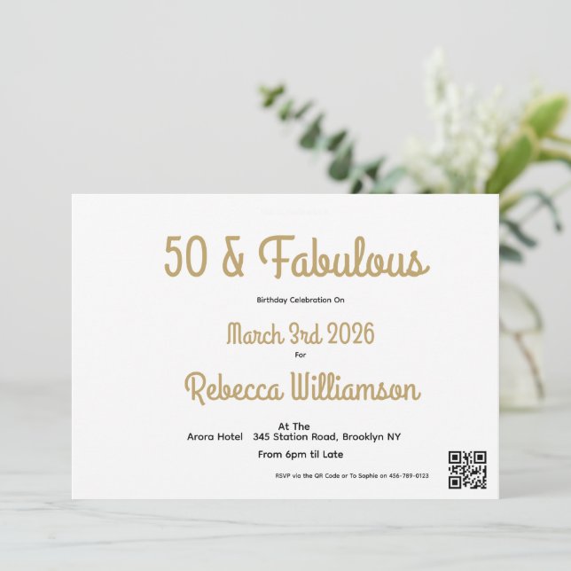 Invitation Minimal Fifty et Merveilleux 50e Anniversaire  (Debout devant)
