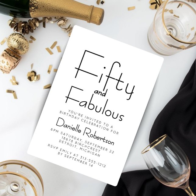 Invitation Minimal Fifty et Merveilleux 50e Anniversaire (Créateur téléchargé)