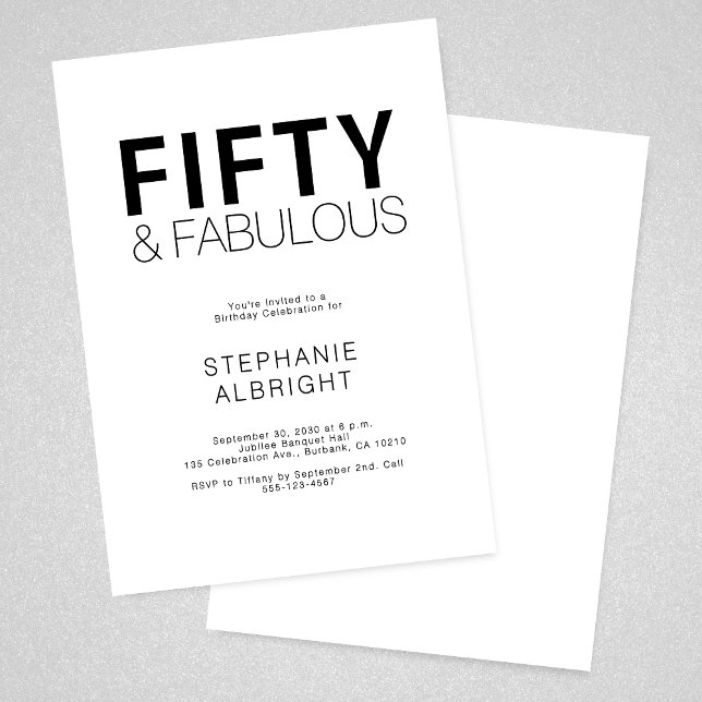 Invitation Minimal Fifty et Merveilleux 50e Anniversaire (Créateur téléchargé)