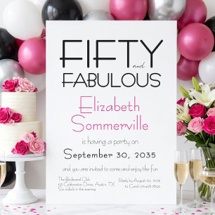 Invitation Minimal Fifty et Merveilleux 50e Anniversaire