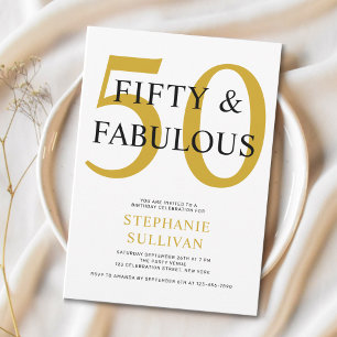 Invitation Minimal Fifty et Merveilleux 50e Anniversaire