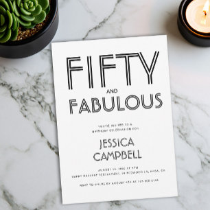 Invitation Minimal Fifty et Merveilleux 50e Anniversaire