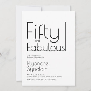 Invitation Minimal Fifty et Merveilleux 50e Anniversaire