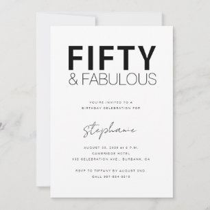 Invitation Minimal Fifty et Merveilleux 50e Anniversaire