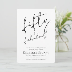 Invitation Minimal Fifty et Merveilleux 50e Script Anniversai