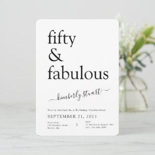 Invitation Minimal Fifty et Merveilleux Fête d'anniversaire 5