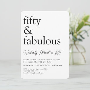 Invitation Minimal Fifty et Merveilleux Fête d'anniversaire 5