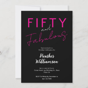 Invitation Minimal Fifty et Merveilleux Rose 50e Anniversaire