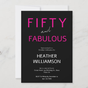 Invitation Minimal Fifty et Merveilleux Rose 50e Anniversaire