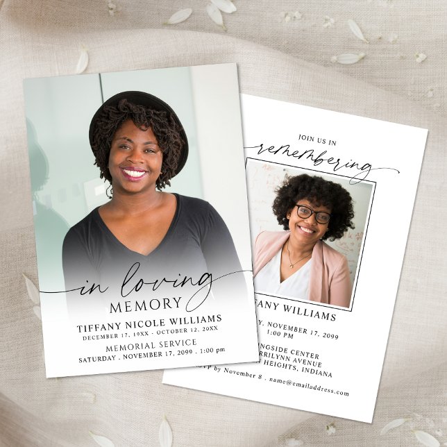 Invitation Minimal Funeral Memorial Photo In Loving Memory (Créateur téléchargé)