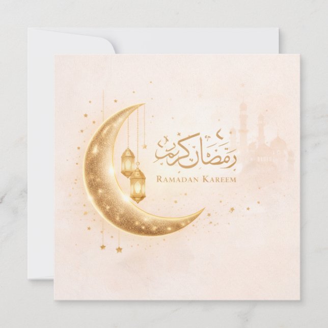 Invitation Minimal Gold Ramadan Kareem Card– Elegant Islamic (Devant)