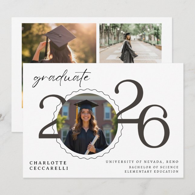 Invitation Minimal Graduation Announcement (Devant / Derrière)