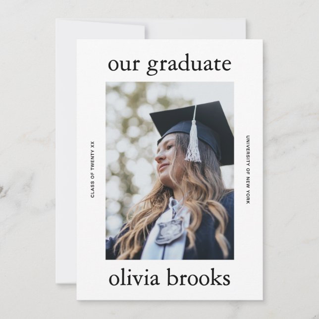 Invitation Minimal Graduation Photo Card | Custom College Gra (Devant)