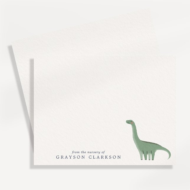 Invitation Minimal Green Dinosaur Nursery Note Card (Créateur téléchargé)