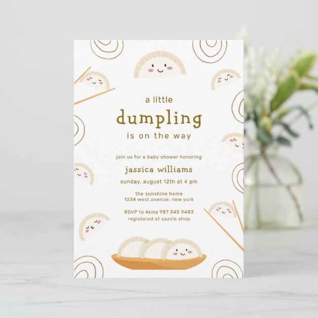 Invitation Minimal Kawaii Boho Bao Dumpling Baby Shower  (Debout devant)