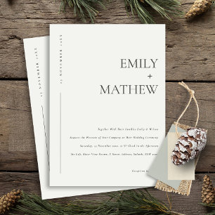 INVITATION MINIMAL MODERN BLACK AND WHITE TYPOGRAPHY WEDDING