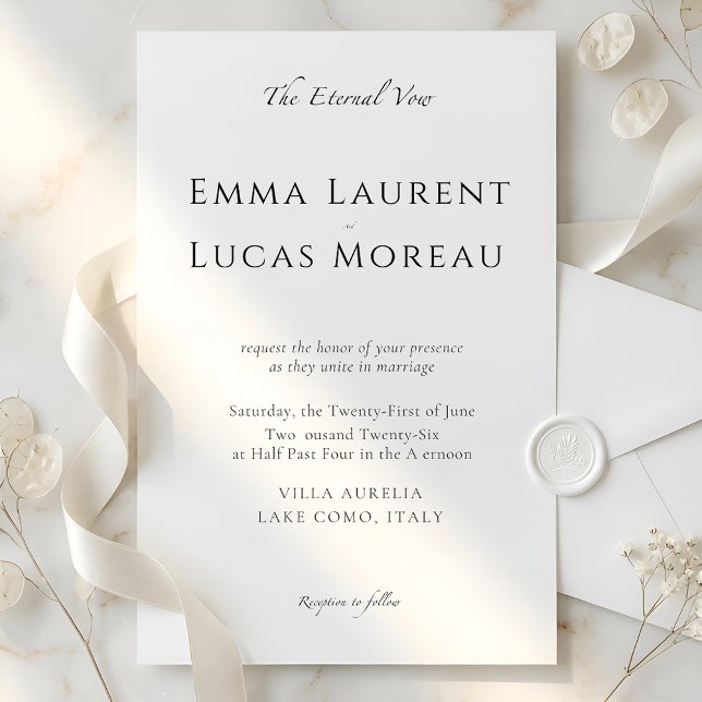 Invitation Minimal Modern Luxury Black & White Wedding Design (Créateur téléchargé)