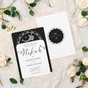 Invitation Minimal moderne Chick noir et blanc Nikah islamiqu