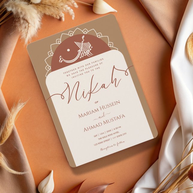 Invitation Minimal moderne Chick Terracotta Boho islamique Ni (Créateur téléchargé)